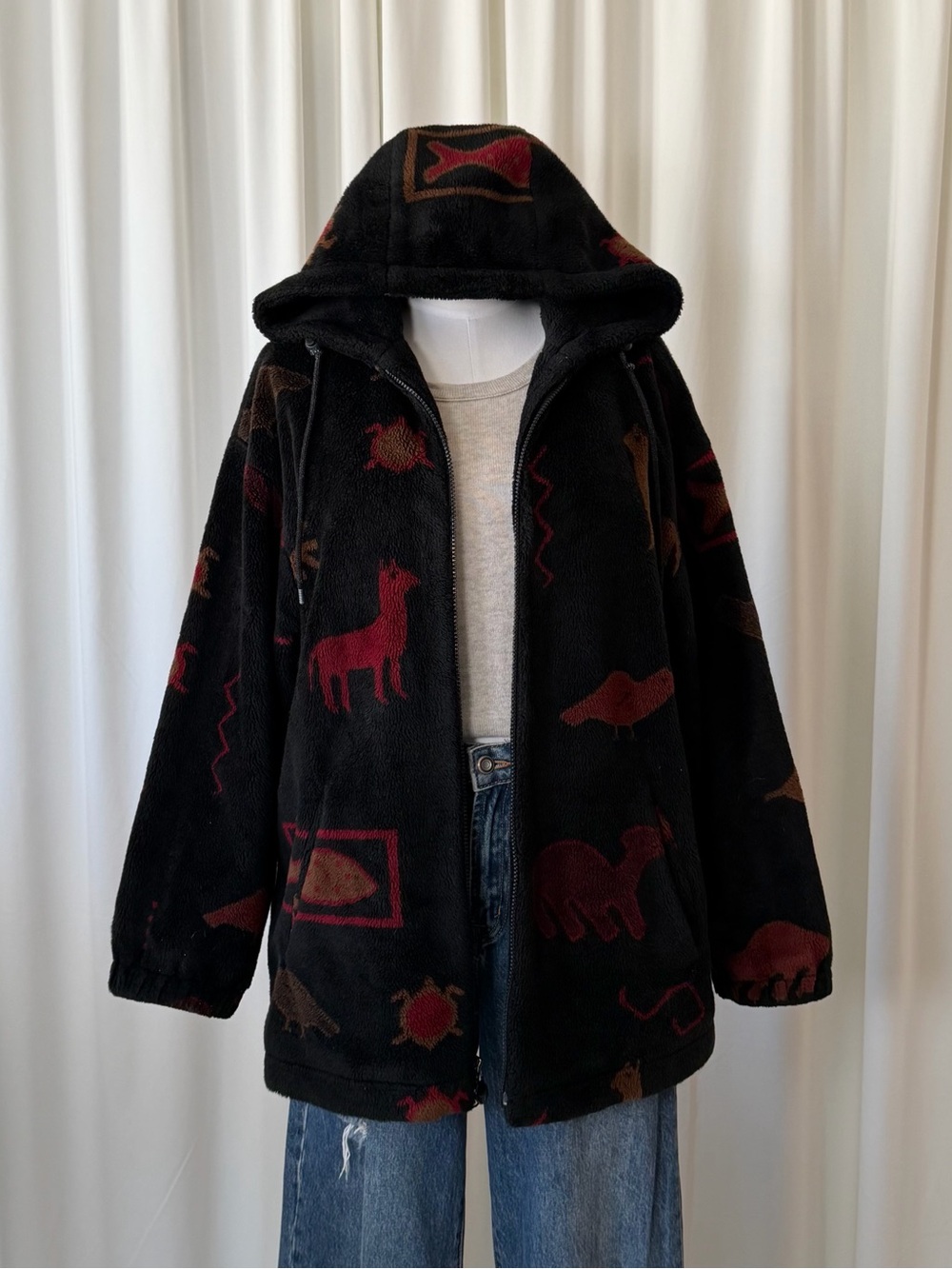 Vintage Y2K Forecaster Sport Fleece Jacket Hooded Zip Up Black Gorpcore small - Picture 3 of 14